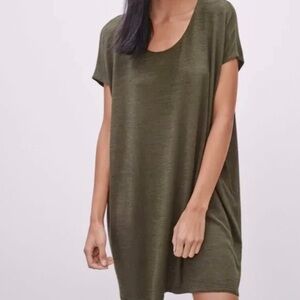 Wilfred FREE| Aritzia| ‘Lorelei’ Olive Casual Soft Shift T-Shirt Dress Sz XXS